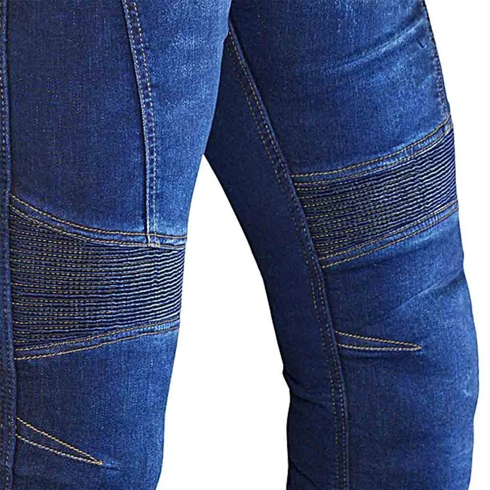 RIDERACT® Men’s Dark Blue Biker Riding Jeans Denim Pants w/ CE Armors NEW